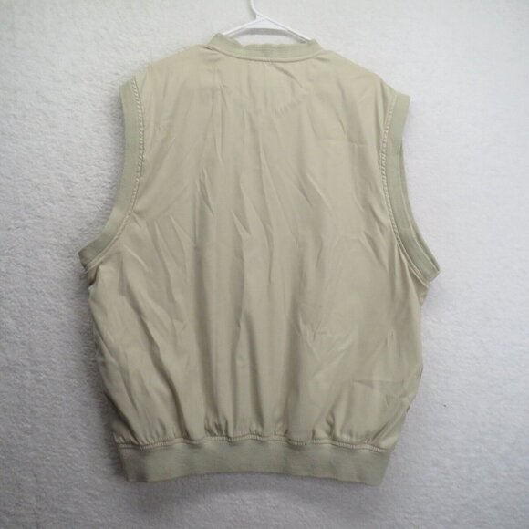 Eddie Bauer Golf Vest Mens Size Large Beige V Neck Windbreaker Pockets - Picture 3 of 9
